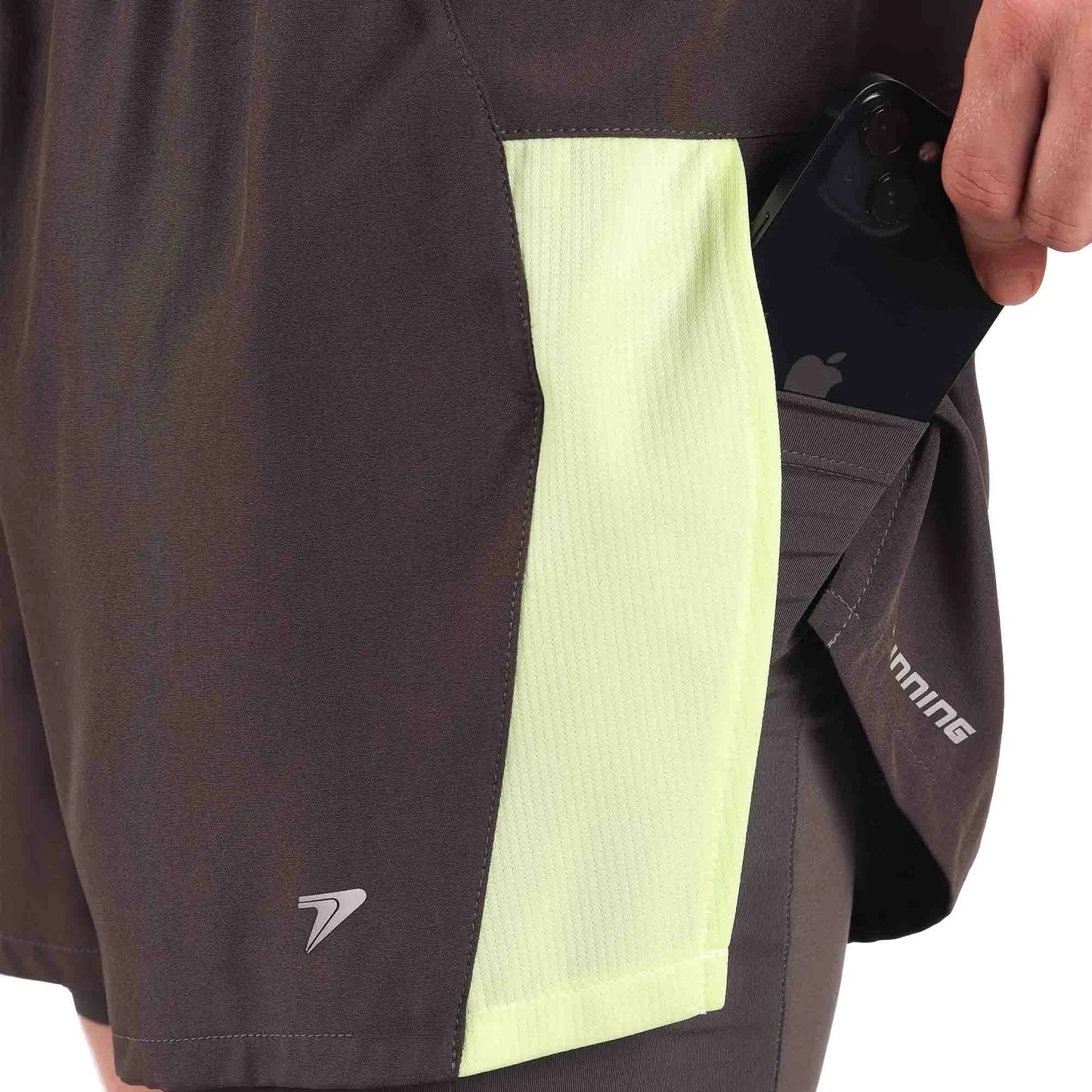 Short Poker runner com bermuda interna max - Chumbo/Amarelo
