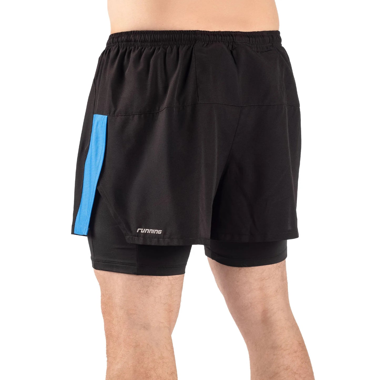 Short Poker runner com bermuda interna max - Preto/Azul