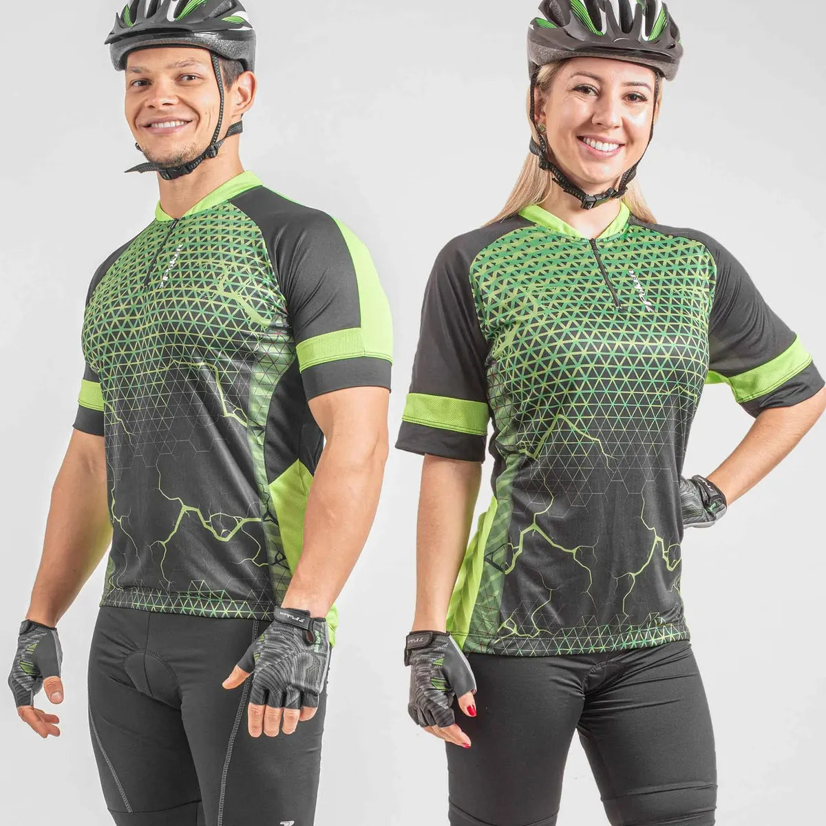 Camisa Ciclista Manga Curta Ziper Parcial Space PT/VDC