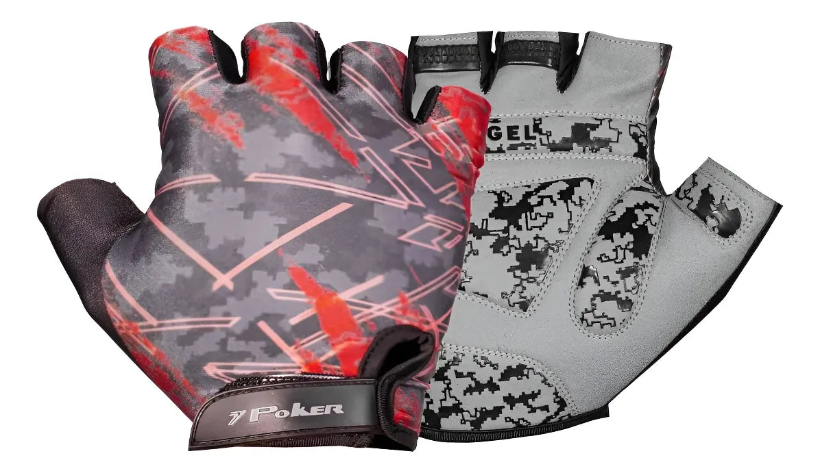 Luva Bike Gel Mercurio VERMELHO E CINZA