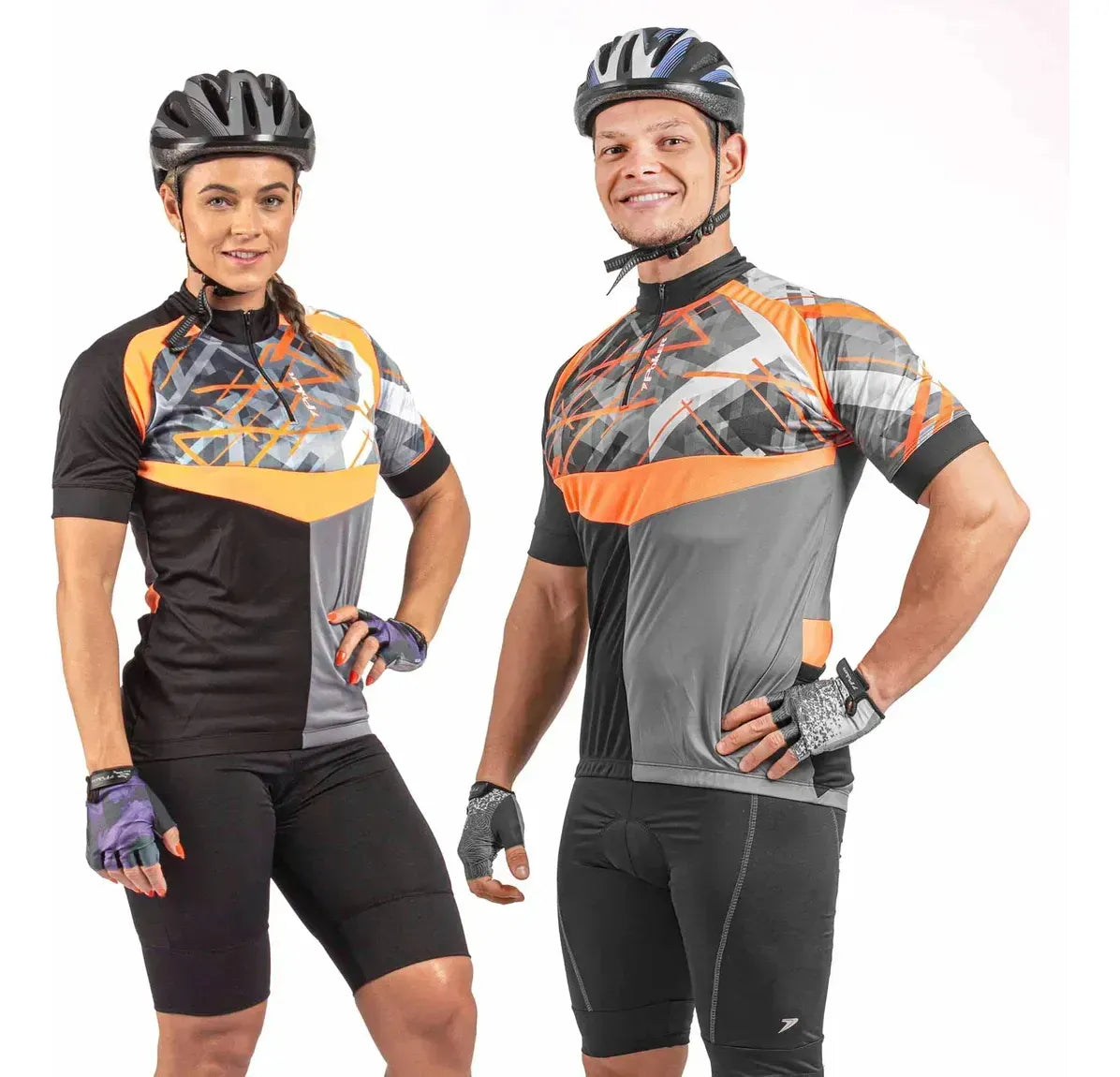 Camisa Ciclista Manga Curta Ziper Parcial Fractal PT/CH/LAC