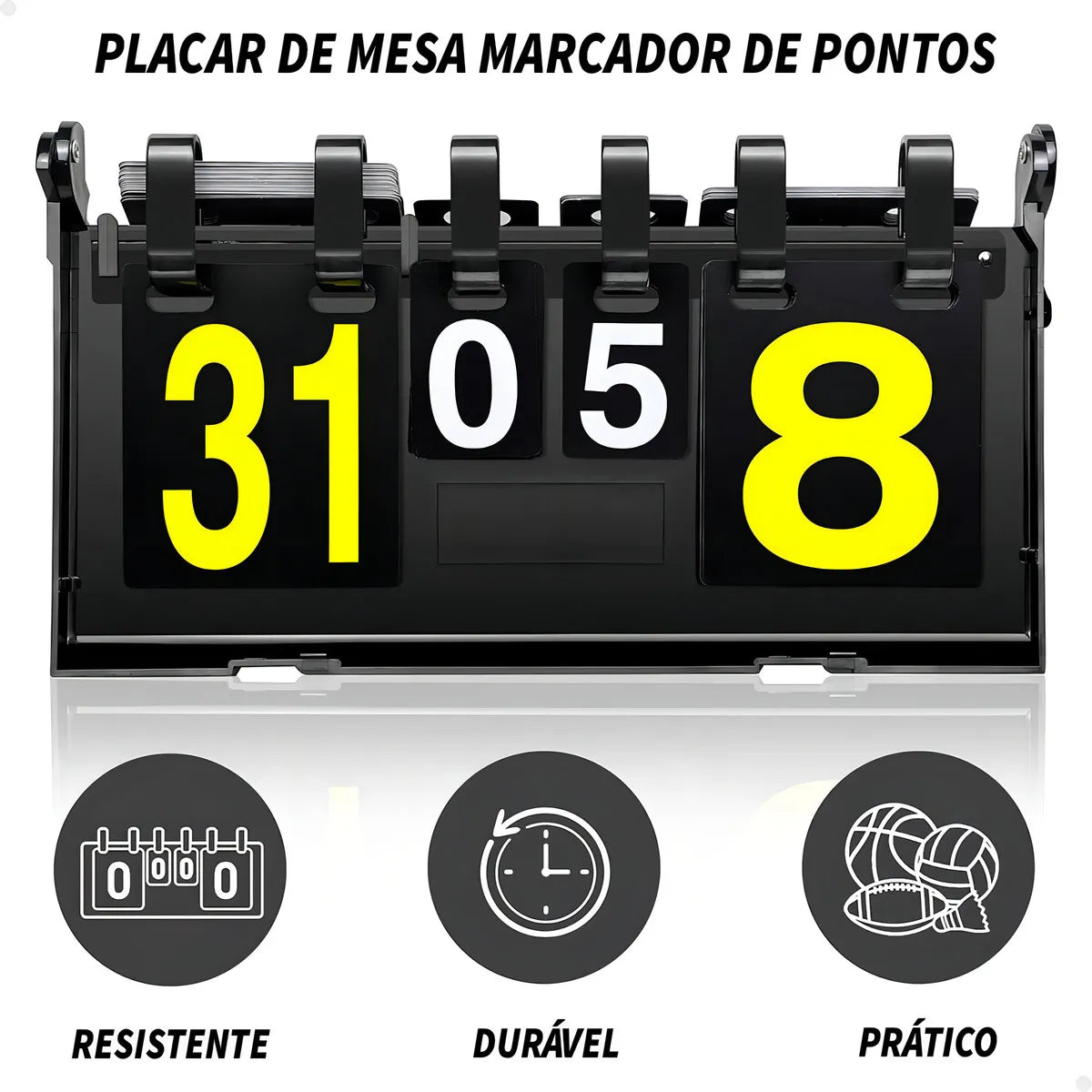 Placar De Mesa Marcador Manual de Pontos Dobrável Portátil Multi Esportes PVC