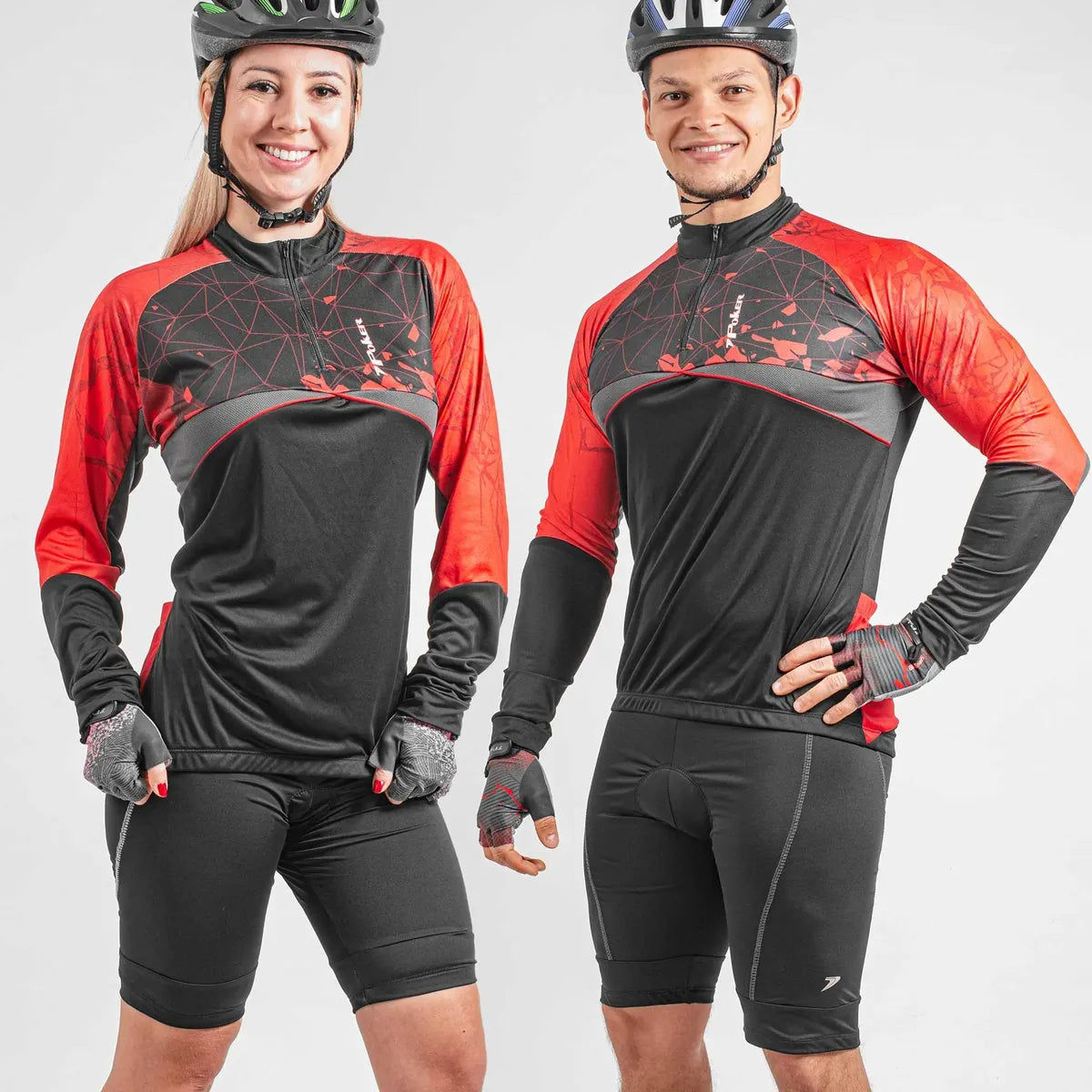 Camisa Ciclista Manga Longa Ziper Parcial Blip PT/VM/CH