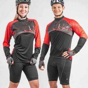 Camisa Ciclista Manga Longa Ziper Parcial Blip PT/VM/CH