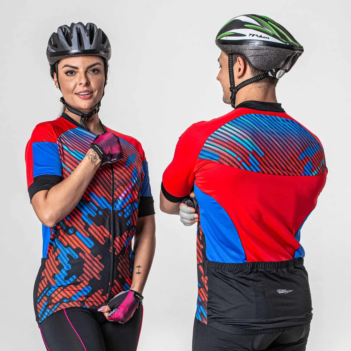 Camisa Ciclista Manga Curta Ziper Total Phantom VM/PHA/AZ/PT