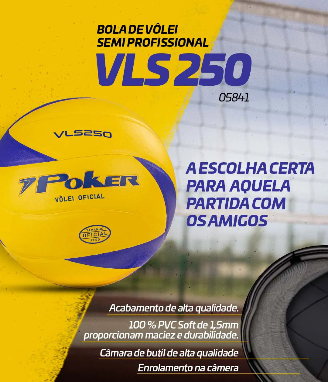 Bola de Volei Semi Profissional VLS 250 AM/AZ U