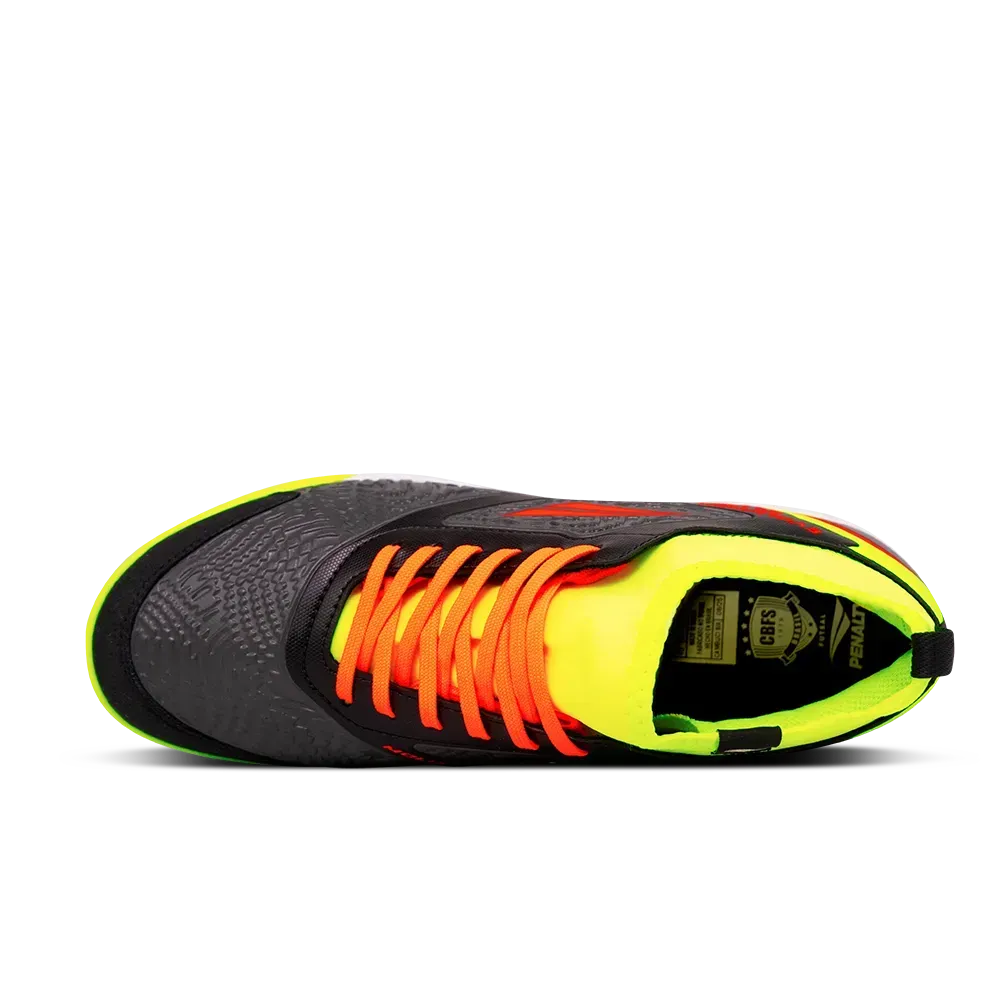 Chuteira Futsal Penalty Evolution Club Locker Y-1 - Preto / Laranja / Lima