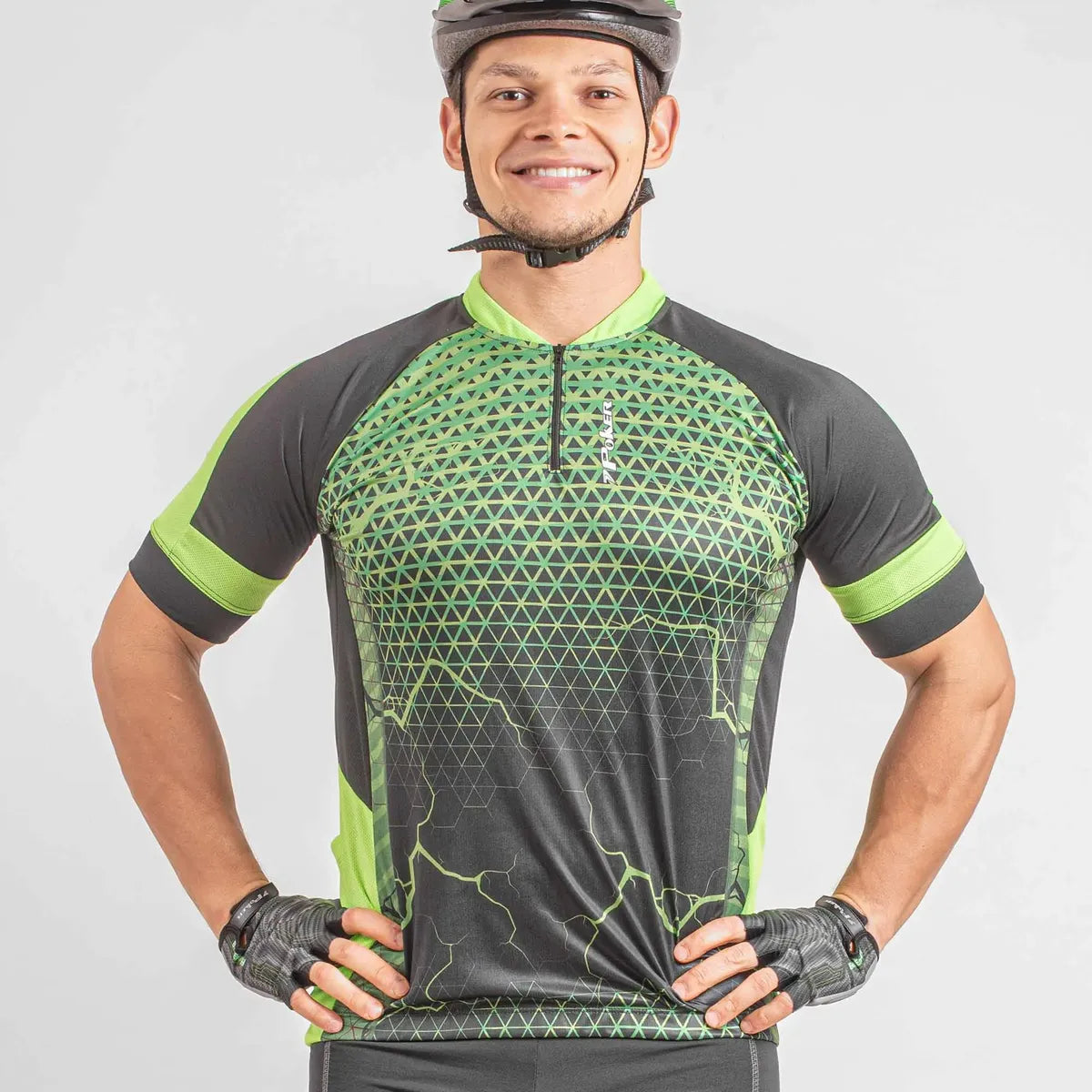 Camisa Ciclista Manga Curta Ziper Parcial Space PT/VDC