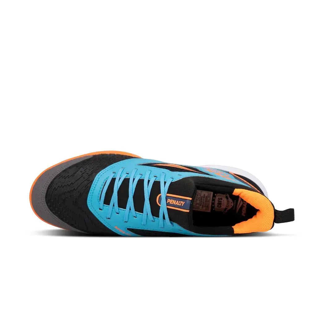 Chuteira Futsal Penalty Max Evolution Locker Y-1 Unissex - Azul+Laranja