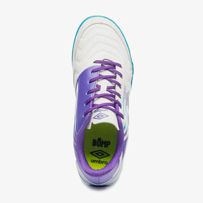 Chuteira Futsal Umbro Pro 5 Bump Club - Branco /  Roxo