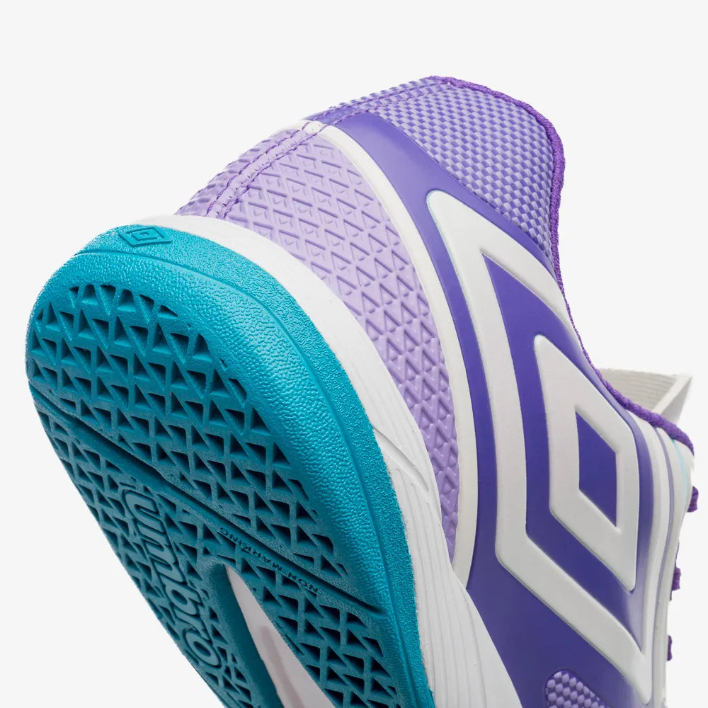 Chuteira Futsal Umbro Pro 5 Bump Club - Branco /  Roxo
