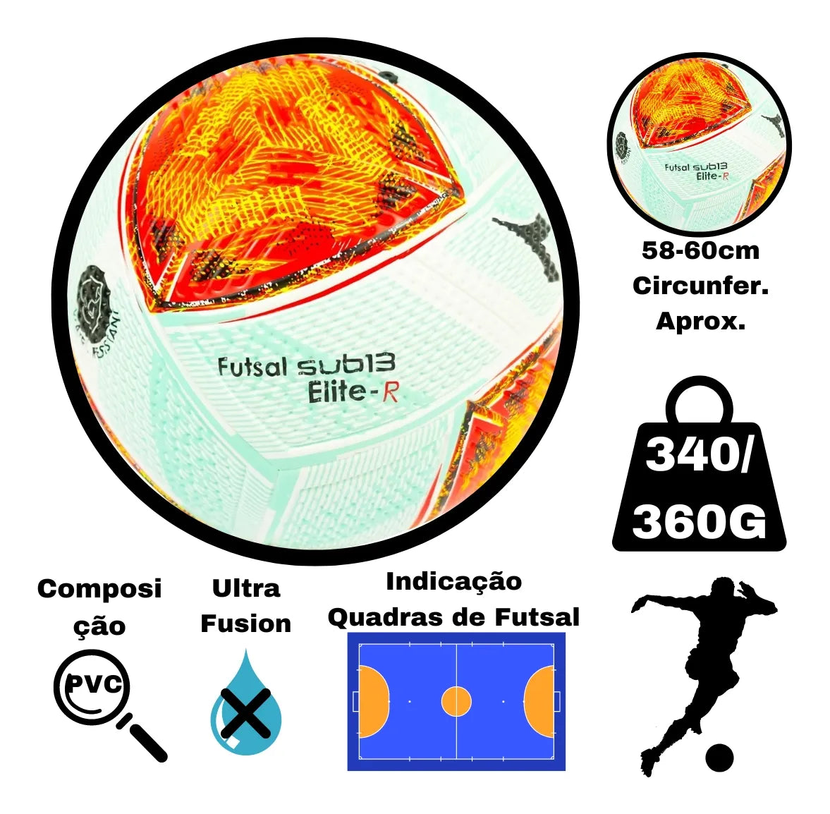 Bola Futsal Sub13 Protech Diadoa Elite-R