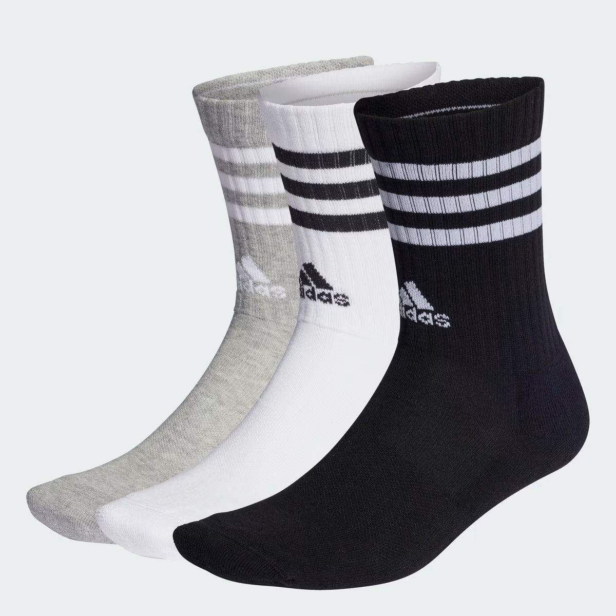 MEIA CANO ALTO ADIDAS - 3 PARES 3 LISTRAS MEDIUM GREY HEATHER