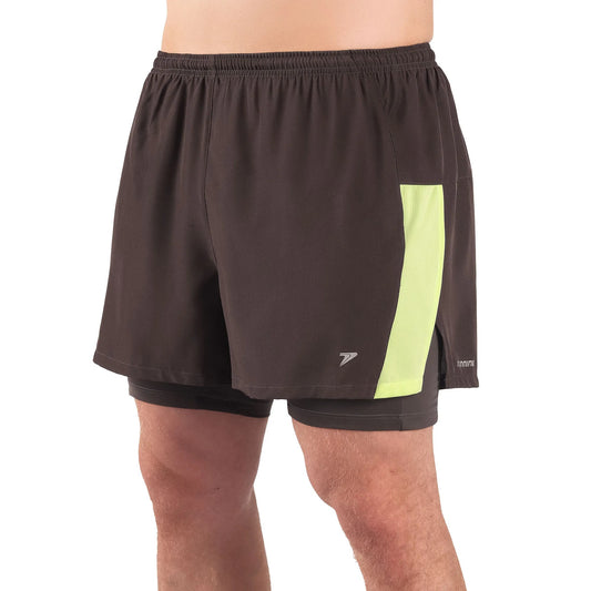 Short Poker runner com bermuda interna max - Chumbo/Amarelo