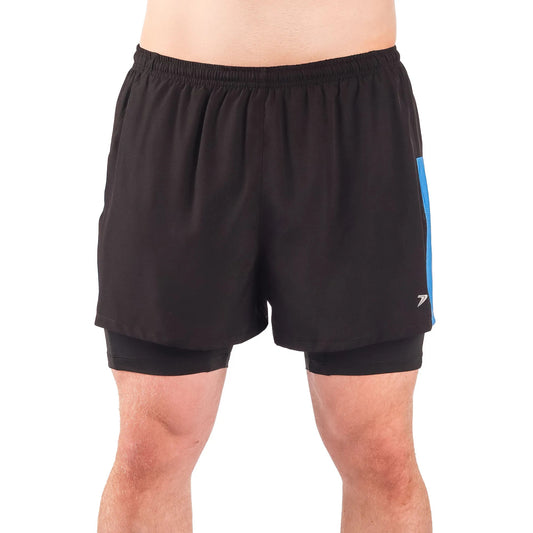Short Poker runner com bermuda interna max - Preto/Azul