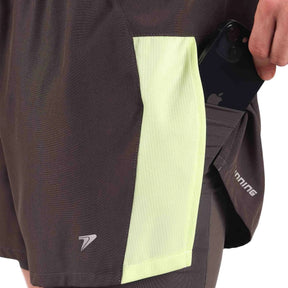 Short Poker runner com bermuda interna max - Chumbo/Amarelo